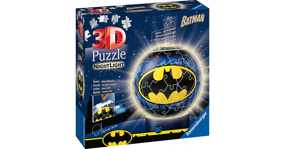 2in1 Nachtlich & puzzleball® Ø13 cm, 72 Teile , Batman 3