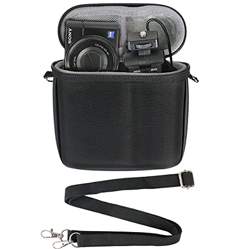 co2CREA Hart Tasche mit Schultergurt passend für Sony DSC-RX100 I II III Digitalkamera and Sony VCT-SGR1 Handgriff, Schwarz (Nur hülle)