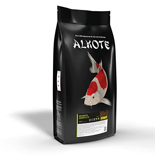 AL-KO-TE Premium, 1-Jahreszeitenfutter für Kois und Zierfische, Sommermonate, Schwimmende Pellets, 6 mm, Hauptfutter Grower Complete, 9 kg