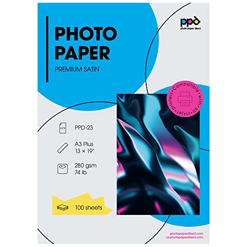 PPD Sparpack DIN A3 Plus x 100 Blatt - Inkjet 280 g/m2 Professionelles Fotopapier Mikroporös Seidenmatt - Profiqualität in der Großverpackung zum Vorteilspreis - geeignet für alle Tintenstrahldrucker PPD-23-100
