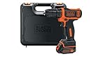 Black+Decker Li-Ion Ultra-Kompakt-Bohrer BDCDD12K – Kleiner Akkuschrauber mit ergonomischem Softgriff & LED-Arbeitslicht für Bohr- und Schraubanwendungen – 1 x Akku-Bohrschrauber Li-Ion 10.8 V