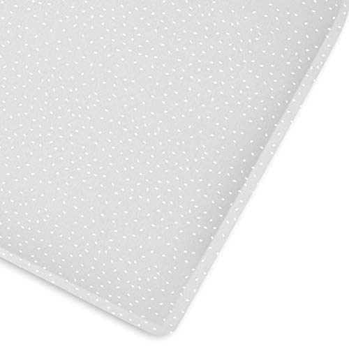 The Little Green Sheep Cot Fitted Sheet, Organic Linen & Cotton Blend Sheet fits Cot Beds 60x120cm to 70x140cm, Dove Grey with White Rice Print