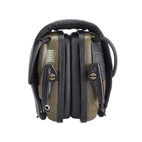 WILDGAMEPLUS Elektronischer Schieß-Ohrenschützer, olivgrün, Jagd-Ohrenschutz, faltbar, Mini-Größe, 3,5 mm, Kopfhörer für Handy, MP3 SE02