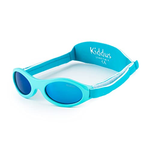 Kiddus Polarisierte Babysonnenbrille für Neugeborene Jungen Mädchen. Von 0 Monaten bis 2 Jahren. 100% Schutz UV400 Sonnenfilter. Silikon-Nasensteg. Verstellbares weiches Band. BPA-Frei. PREMIUM
