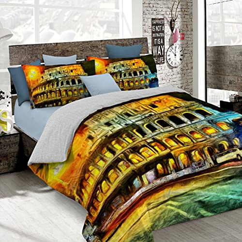 Sogni D'autore Italian Bed Linen Bettbezug, Doppelte, 100% Baumwolle, Multicolor SD32, DOPPEL