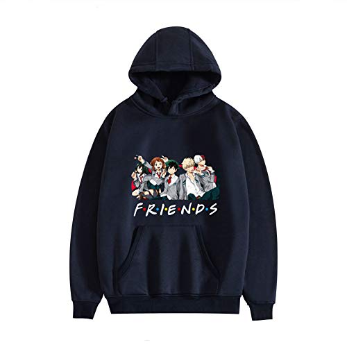 My Hero Academia Anime Hoodies Friends Bedruckter Pullover Sweatshirt für Männer und Frauen Jungen Mädchen XXS-4XL, blau, L