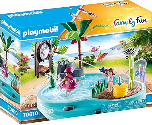 PLAYMOBIL Family Fun 70610 Spaßbecken mit Wasserspritze, Zum Bespielen mit Wasser, Ab 4 Jahren