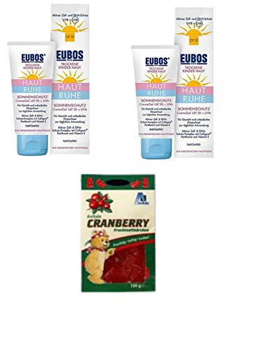 Eubos Med Sonnenschutz CremeGel LSF 30+ UVA für trockene Kinderhaut. Sparset 2x50 ml + GRATIS Avitale Cranberry Fruchtsaftbärchen+ Vitamin C