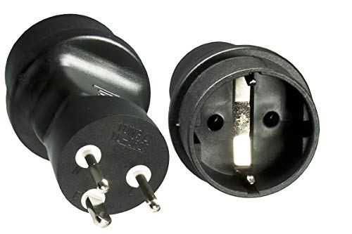 DINIC Reisestecker, Stromadapter für Dänemark, 3-Pin Netzadapter (5 Stück, schwarz)