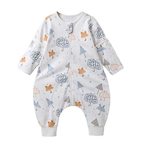 Baby Langarm Schlafsack Sommer Weich Baumwolle Overall Schlafanzug Separate Beine Strampelsack mit Abnehmbare Ärmel