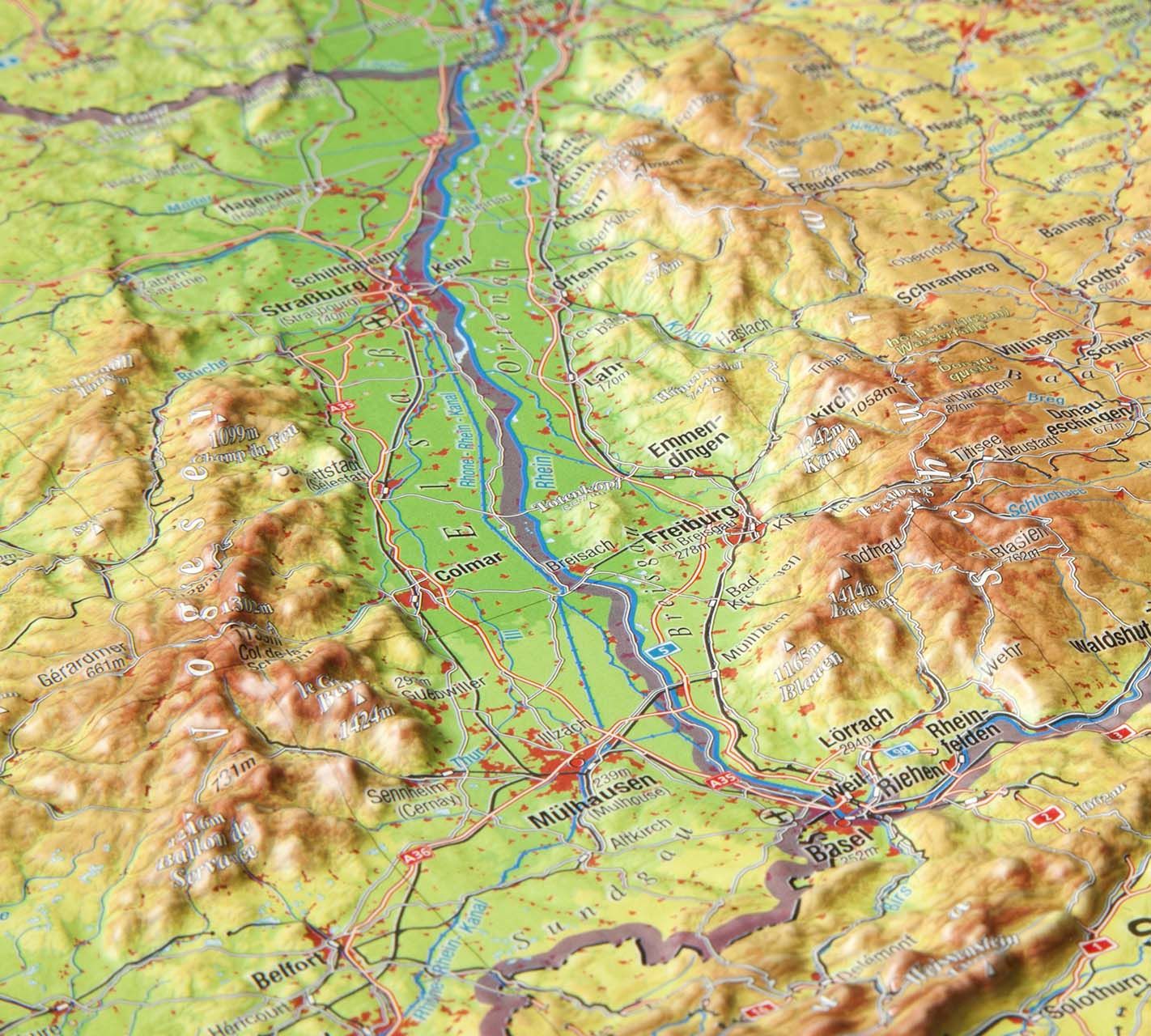 3D Relief-Landkarte DEUTSCHLAND mit Rahmen - groß 5
