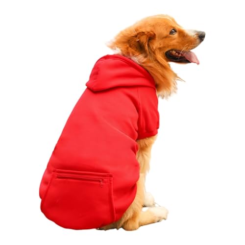 OUSHOP Fleece-Hunde-Kapuzenpullover Hundepullover Warme Weiche Jacke für Kalte Winter-Hundemäntel Kapuzen-Sweatshirt mit Tasche,8,M
