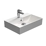Aqua Bagno Waschbecken/Aufsatzbecken modernes Design weißer Waschtisch aus Keramik hochwertiger Möbelwaschtisch für das Badezimmer 60cm