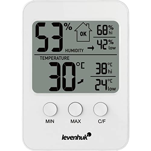 Levenhuk Wezzer BASE L30 White Drahtloses Digitales Thermohygrometer mit Integriertem LCD-Display und Komfortstufenskala