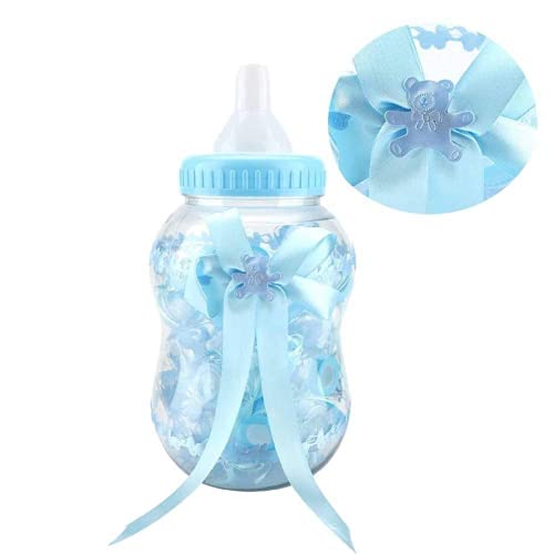 30 stücke Fillable Baby Bottle Favors Mini Süßigkeiten Flasche Füllbare Babyflaschenbevorzugungen Nette Babyflasche Form Süßigkeitskästen für Event Taufe Party Dekoration (Blau)