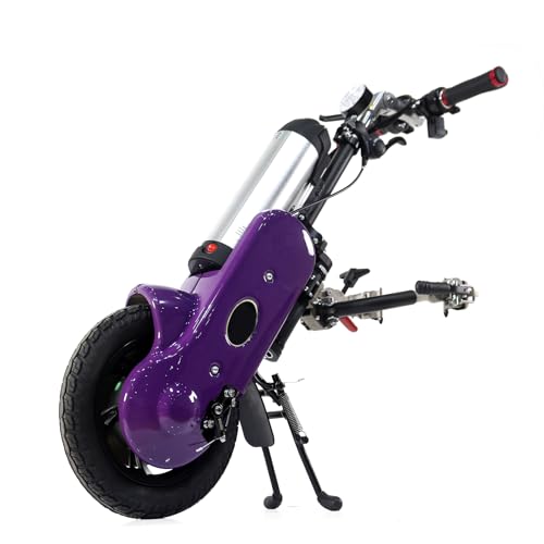 Elektrischer Rollstuhl-Traktionskopf – manuell klappbarer Sportrollstuhl-Traktionskopf, 12-Zoll-Anhängerkopf, elektrischer Antriebskopf,A-Purple