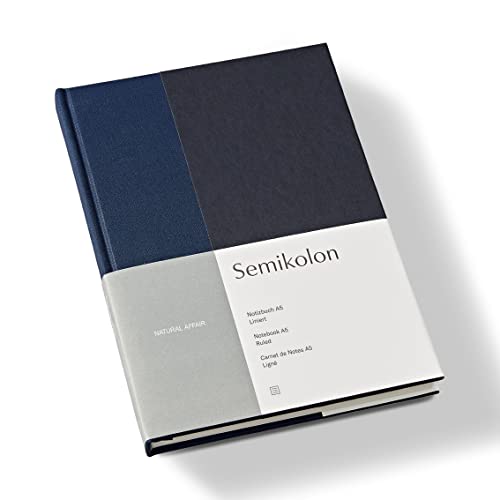 Semikolon 368733 – Notizbuch Natural Affair A5 liniert - 176 Seiten, cremeweißes Papier – Lesezeichen – Midnight