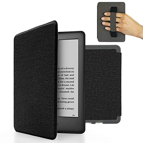 MyGadget Hülle für Amazon Kindle Paperwhite 10.Generation (Modell 2019 - J9G29R - 6 Zoll) mit Handschlaufe & Auto Sleep / Wake Funktion - Flip Case in Schwarz
