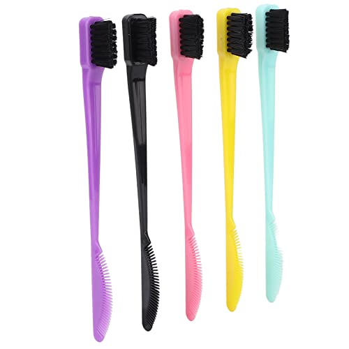 MOBEBI Haarkantenbürste, 5 Stück, 2-in-1 Doppelkopf-Verwendungskanten-Pinsel für Frauen und Mädchen, natürliche Styling-Pinsel