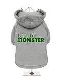 UrbanPup Hunde-Sweatshirt "Little Monster", mit Fleece gefüttert, Gr. M, 30 cm, Grau / Grün