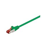 Goobay RJ45 Netzwerk Anschlusskabel CAT 6 S/FTP 15 m Grün Flammwidrig, mit Rastnasenschutz