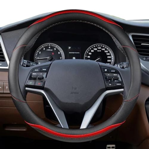 Auto Lenkrad Abdeckung Nicht-Slip Mikrofaser Leder Auto Zubehör Für Hyundai NX4 IX35 2016 2017 2018-2022 (Color : Red O Shape)