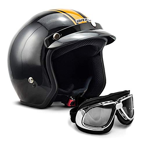 ARMOR Helmets AV-47 Set Jet-Helm Motorrad, Visier Helmet Bleutooth, XS (53-54cm), Schwarz/Schwarz