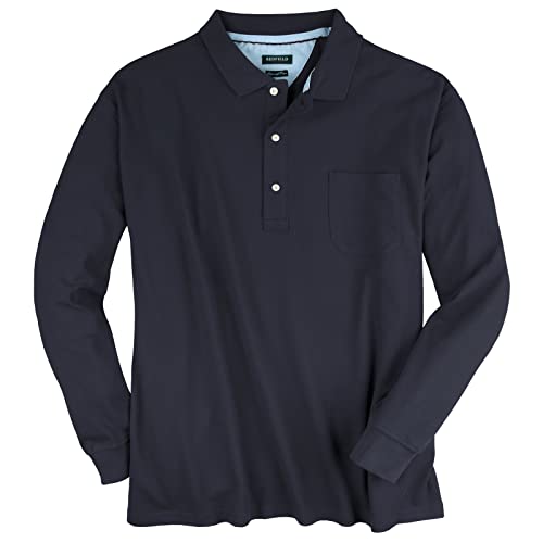 Redfield Polo-Langarmshirt Piqué Übergröße dunkelblau, XL Größe:5XL