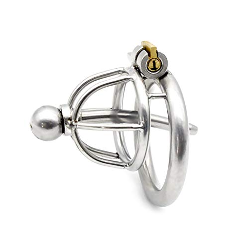 Stainless Steel Lock Cage Penile Bondage Ring Urethral Catheter Male Chastity Stealth Lock Device Adult Game Sex Toy for Men