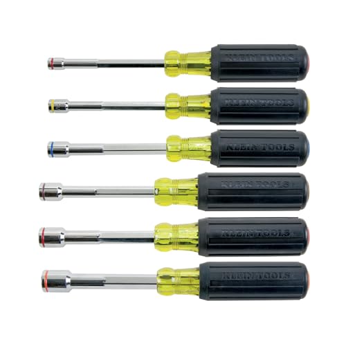 Klein Tools - 6356 635-6 Werkzeugsatz, robuste magnetische Steckschlüsseleinsätze SAE Größen 1/4, 5/16, 3/8, 7/16, 1/2 und 9/16 Zoll, 6-teilig,
