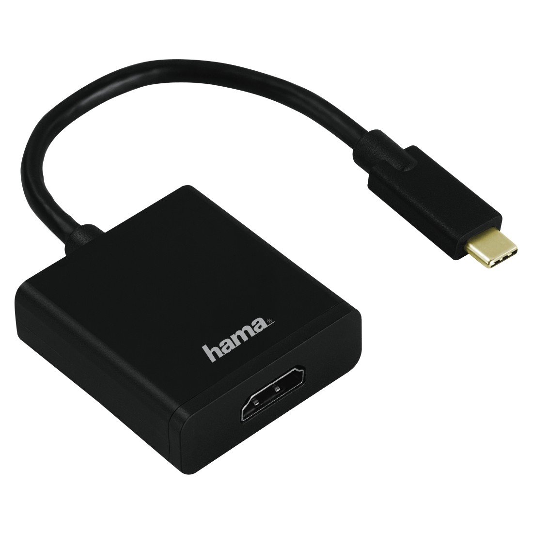 Hama USB-C Adapter auf HDMI (Anschluss von Geräten mit USB 3.1 Type-C und Thunderbolt 3 an HDMI Monitore/TV/Beamer, Ultra HD, 4k, vergoldeter Stecker) schwarz