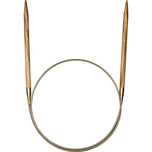 Addi AD5757080-12.00 Rundstricknadeln, Olivenholz, Gold, 80 cm x 12 mm