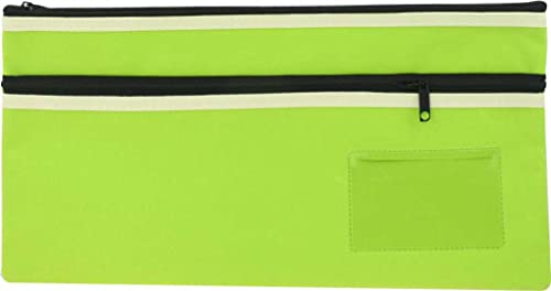 Osmer Federmäppchen aus hochwertigem Polyester, zwei Reißverschlüsse, mit Namenskarteneinsatz, 35 x 18 cm, Grün, Grün, 35 x 18 cm, klassisch