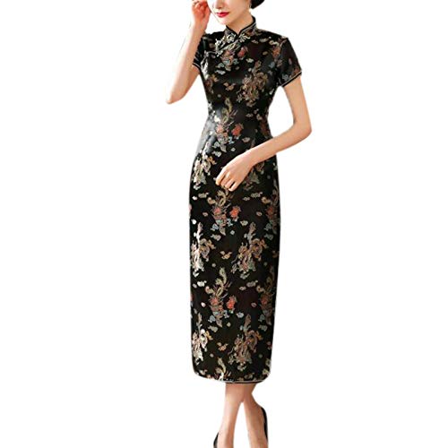 keepmore Chinesisch Stil Qipao für Damen, Langes Kleid Plus Size Cheongsam Abendkleid Qipao für Hochzeit
