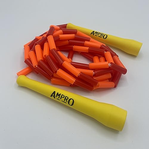 Ampro Force 2.0 3 m verstellbares Seil mit Perlen – Gelb/Orange/Rot – Boxer/Springseil/Boxen/Fitness/Übungen