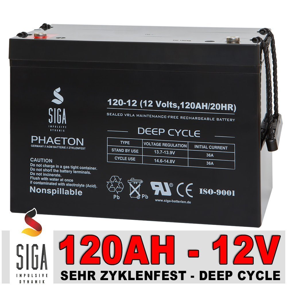 Solarakku 120Ah 12V AGM GEL Batterie Solarbatterie Wohnmobil Boot Batterie 100Ah extrem zyklenfest