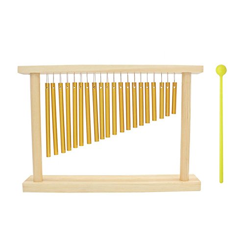 Dilwe 20 Bars Percussion Chimes, Einreihig Musical Percussion Instrument mit Holzständer Stick