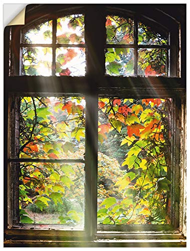 Artland Qualitätsbilder I Bild auf Leinwand Leinwandbilder Wandbilder 60 x 80 cm Architektur Fenster Türen Foto Braun A7HX Altbau