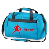 Sporttasche mit Namen Bedruckt für Kinder | Personalisierbar mit Motiv Basketball Spieler | Reisetasche Duffle Bag für Jungen Mädchen Sport (türkis)