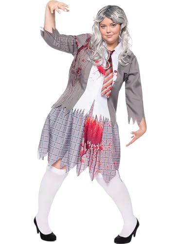 Funidelia | Zombie-Studentin Kostüm für Damen ▶ Untoter, Halloween, Horror - Kostüm für Erwachsene & Verkleidung für Partys, Karneval & Halloween - Größe XL - Grau / Silber