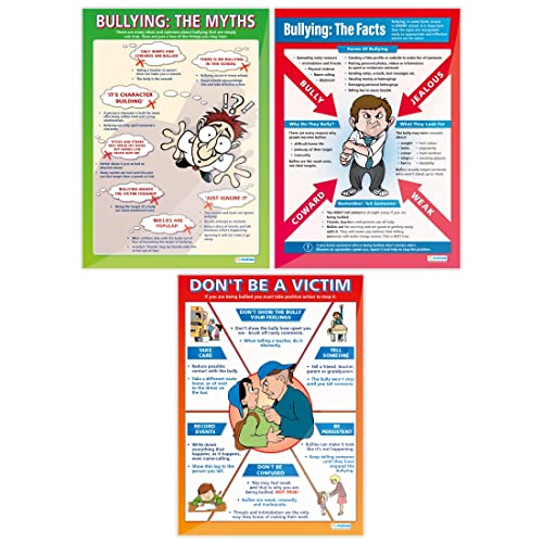 Daydream Education PSE-Poster „Bullying Posters“ (englische Version), Glanzpapier, 850 x 594 mm (A1), PSE-Klassenzimmer-Poster, Bildungstabellen, 3er-Set