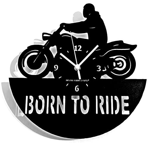Instant Karma Clocks Wanduhr - Motorradfahrer Born to Ride Motorradfahrer