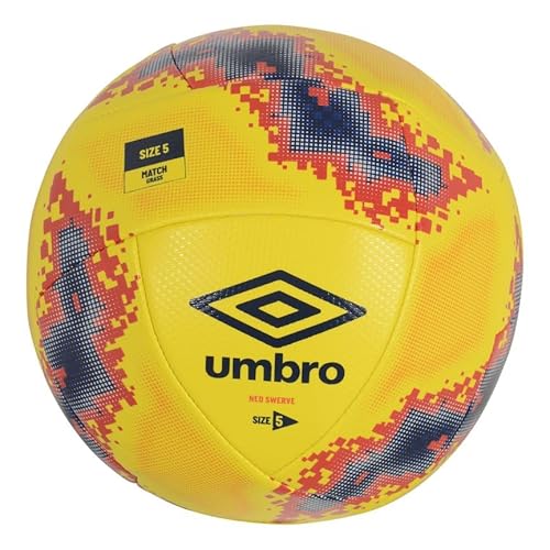 Umbro Neo Swerve Soccer Ball, Size 4, Yellow/Blue/Red