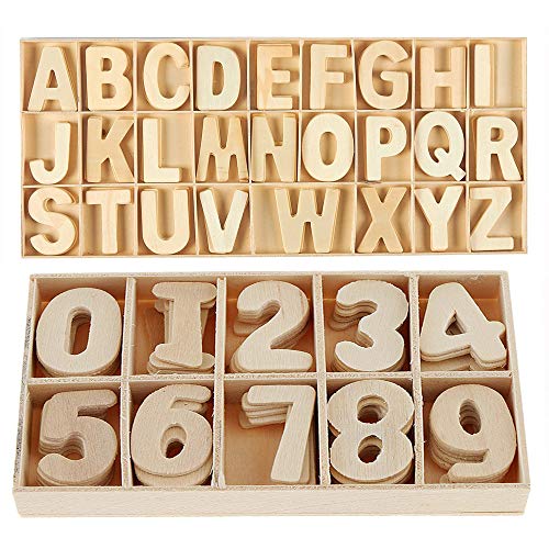 Holzbuchstaben Großbuchstaben, 216Pcs Alphabet Und Nummer Buchstaben aus Holz, Kid Holzspielzeug Lernspielzeug Handwerk Holz Buchstaben Für Kunsthandwerk DIY