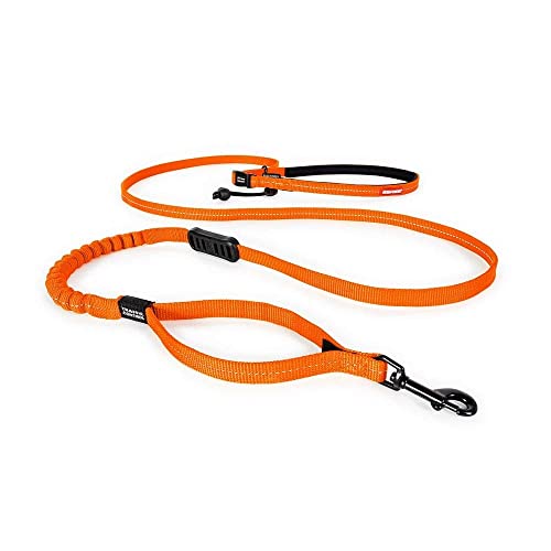 EzyDog Joggingleine Verstellbar - Jogging Hundeleine für Kleine Hunde - Road Runner LITE - 210cm Laufleine für Hunde, Reflektierende, Elastische Leine mit Bungee Ruckdämpfer (Orange)