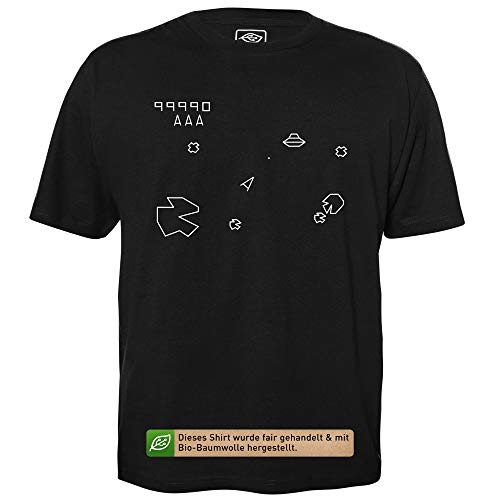 Asteroids - Herren T-Shirt für Geeks mit Spruch Motiv aus Bio-Baumwolle Kurzarm Rundhals Ausschnitt, Größe XL