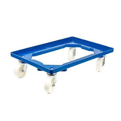 aidB Kunststoff Transportroller Offen - Blau - mit Kunststoffräder, 4 Lenkrollen - Einzel