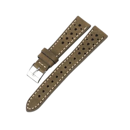 PohUy 18/19/20/21/22mm poröses handgefertigtes Rindsleder-Armband, Vintage, atmungsaktiv, Quarzuhr-Zubehör