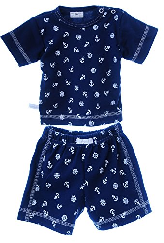 La Bortini T Shirt & Shorts Set Baby Set mit Anker Muster Blau/Marine Sommer Shirt (80)