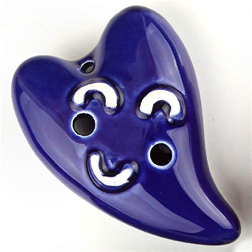 PacuM Ocarina 6-Loch herzförmige kleine Ocarina Alto C-Ton Anfänger Ocarina Tourist Souvenir Lehrspielzeug Keramikanhänger (Farbe: Blau) (Color : Blu)